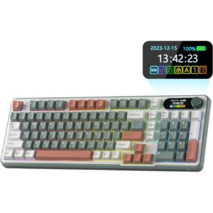 98-Key Wireless Mechanical Keyboard with Smart Display and Knob supports BT/2.4G/USB-C