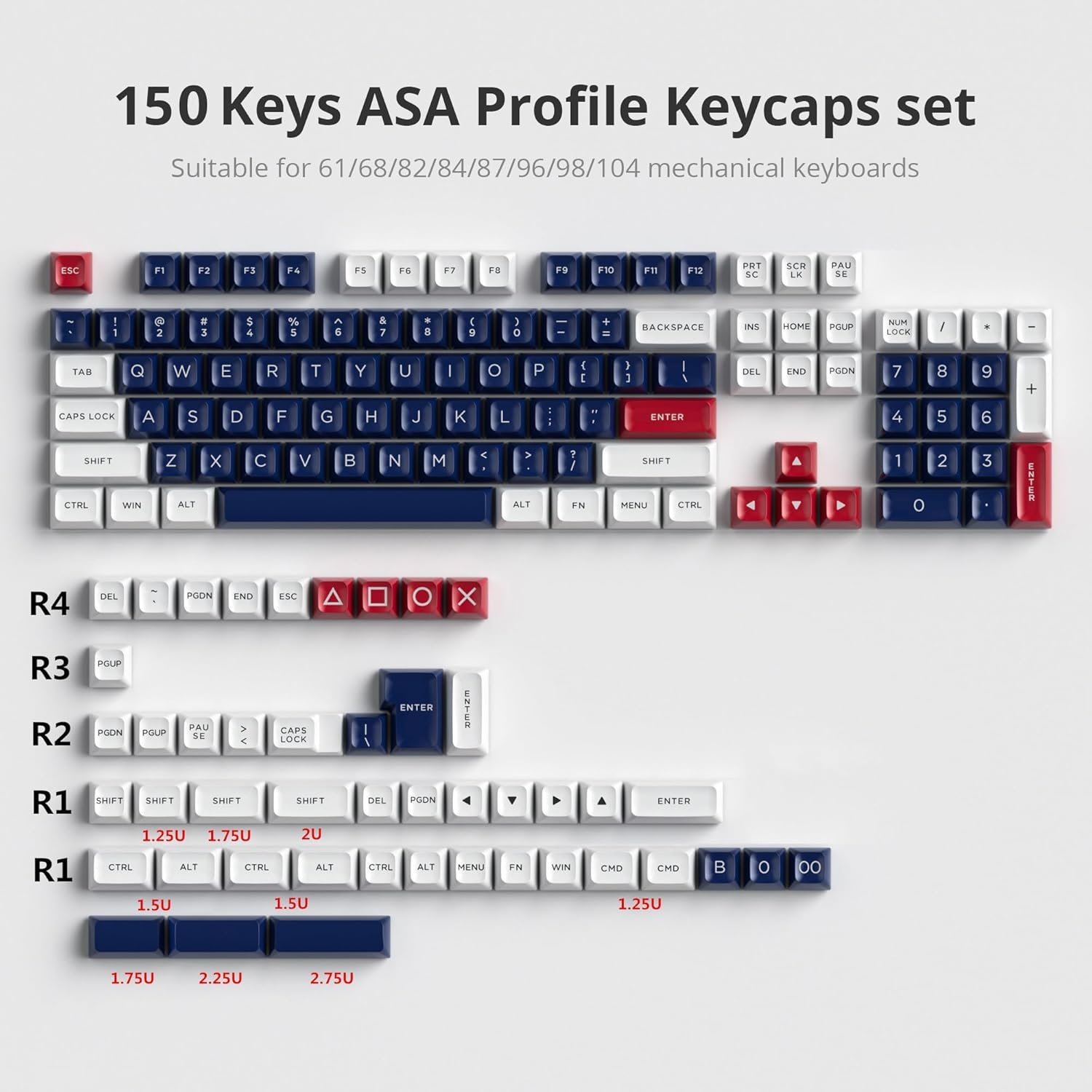 Blank White PBT Keycaps – Cherry Profile for MX Switches