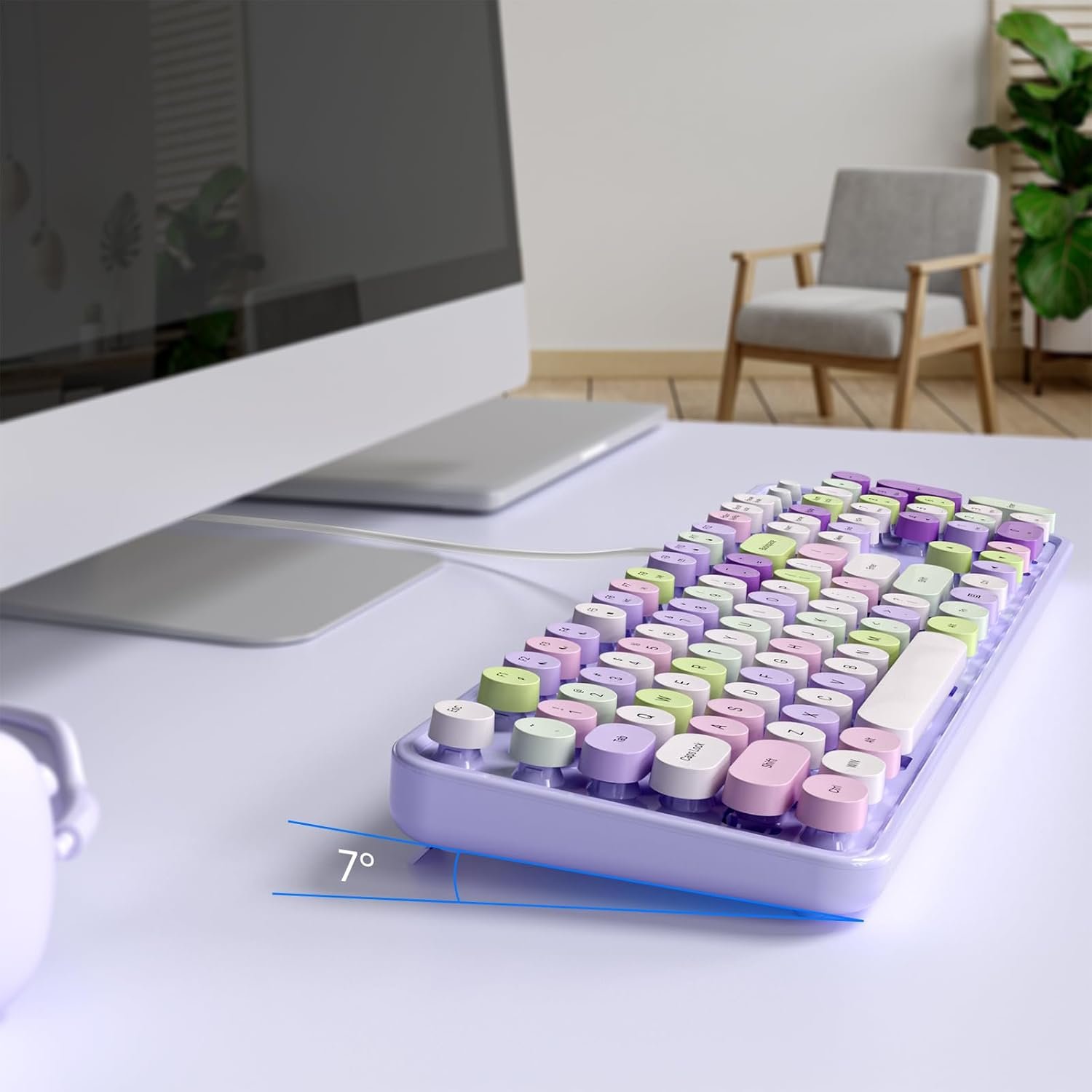 USB Retro Typewriter Keyboard Full-Size Wired Keyboard 104 Keys