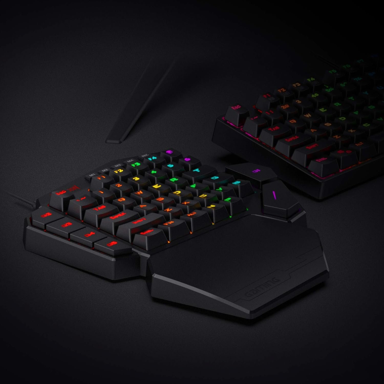 Wired One-Handed RGB Mechanical Gaming Keyboard, 42 Keys Type-C Hot-Swappable Detachable Wrist Rest