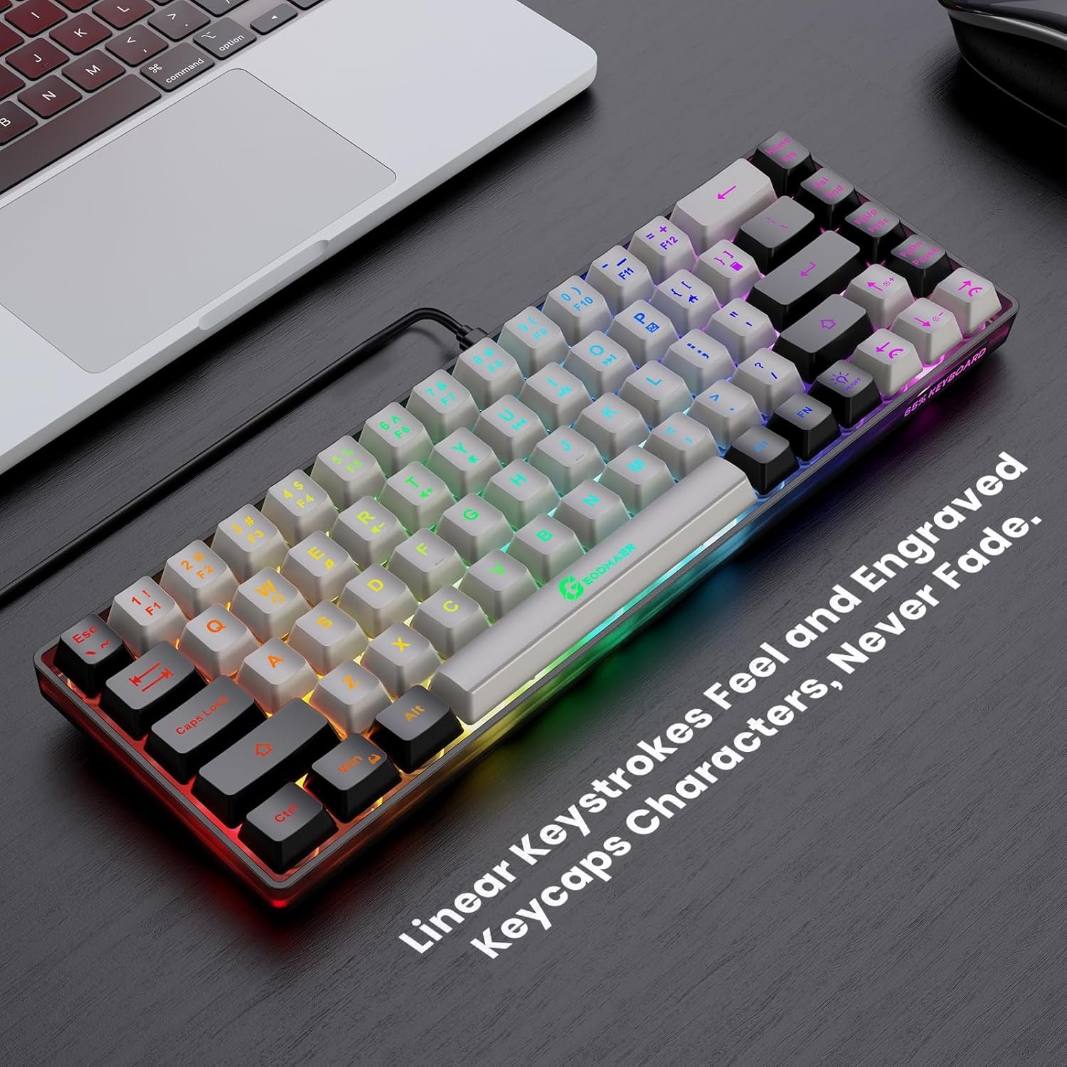 65% Wired Backlit Mini Gaming Keyboard 68 Keys Anti Ghosting Conflict Free