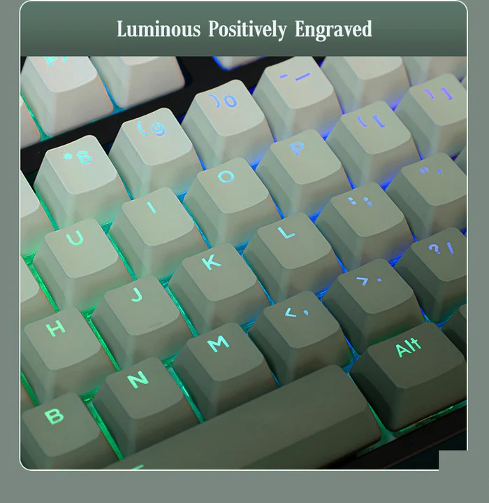 Green gradient PBT OEM profile keycaps for MX switch mechanical keyboards product gallery image 3