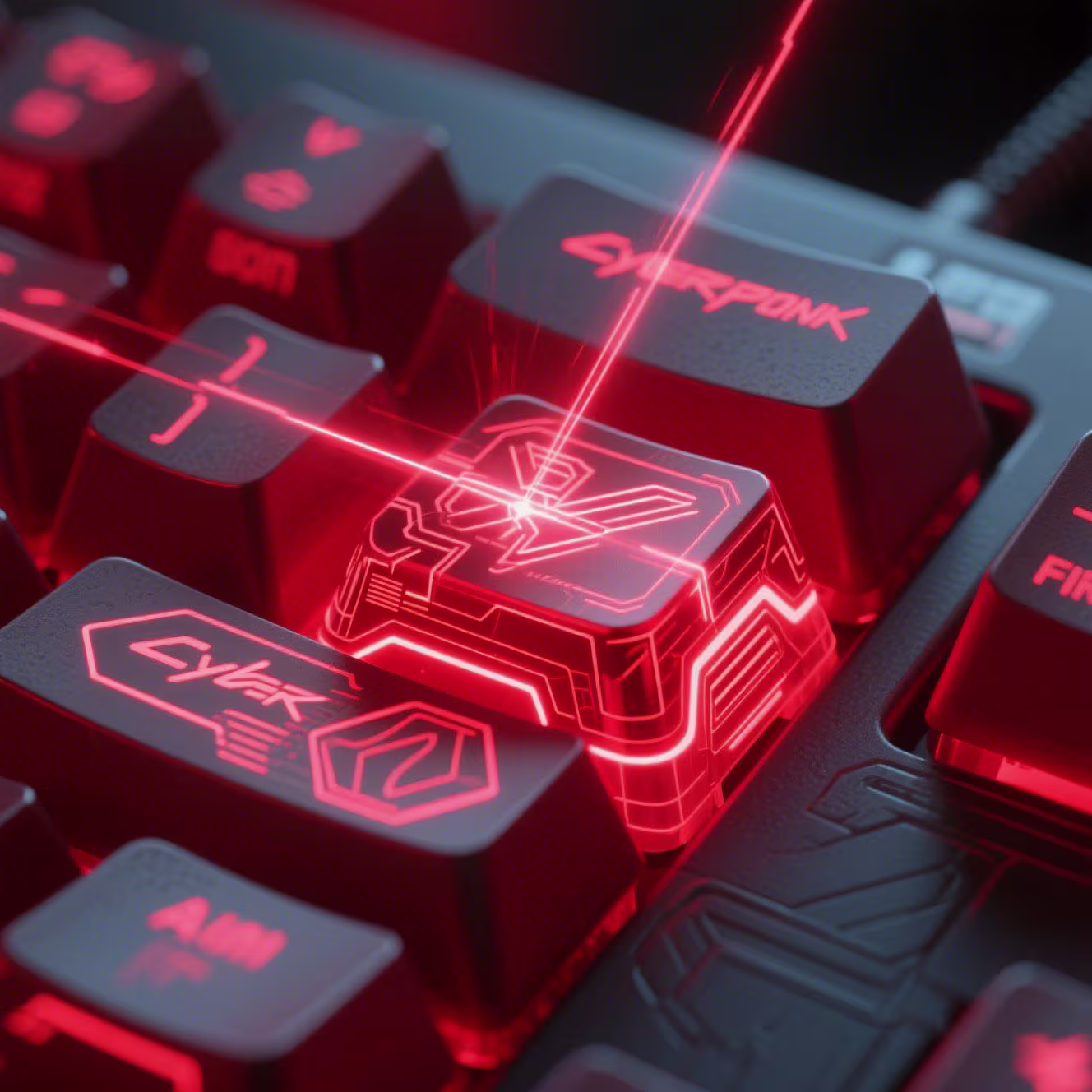 Cyberpunk Neon Laser Carving Keycaps Cyberpunk Neon Laser Carving Keycaps