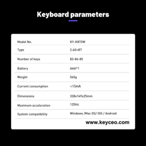 KY-K872W tri-mode wireless keyboard with metal music knob for OEM keyboard supply product gallery image 5