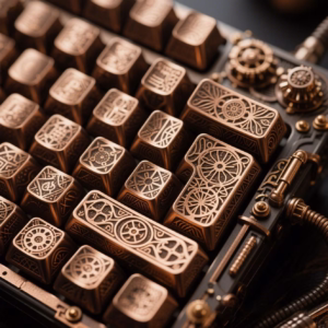 Steampunk Bronze Laser Carving Keycaps