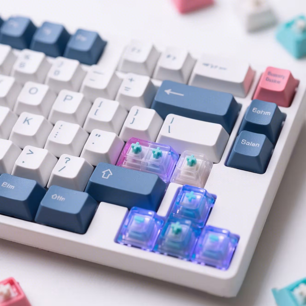 black keycaps doubleshot pbt shine through​