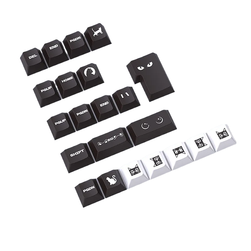 Night Cat Keycaps, 109 Keys, OEM Profile, PBT Sublimation, Mechanical Keyboard