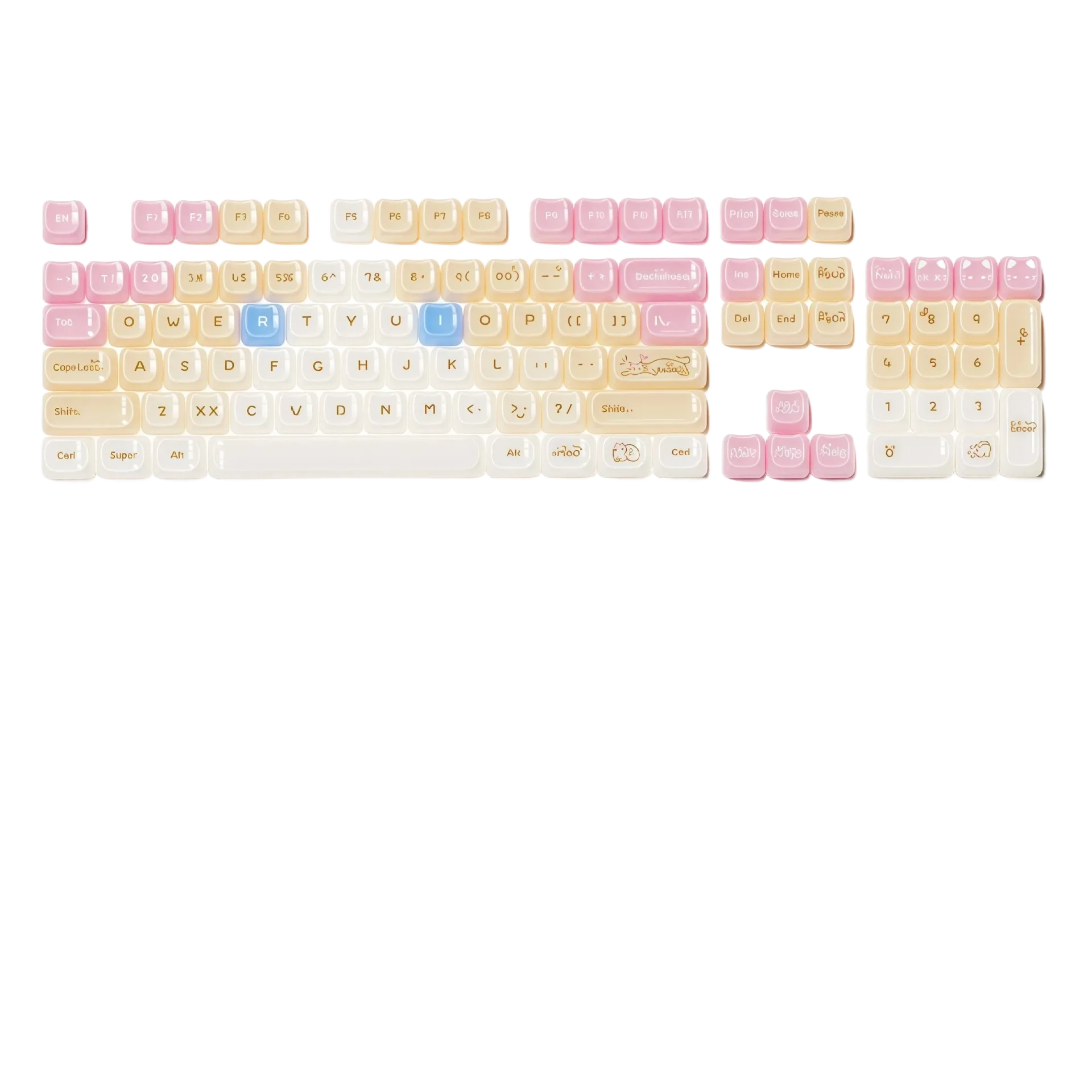 Cute Ragdoll Cat Keycap, PC Translucent, DIY for Mechanical Keyboard