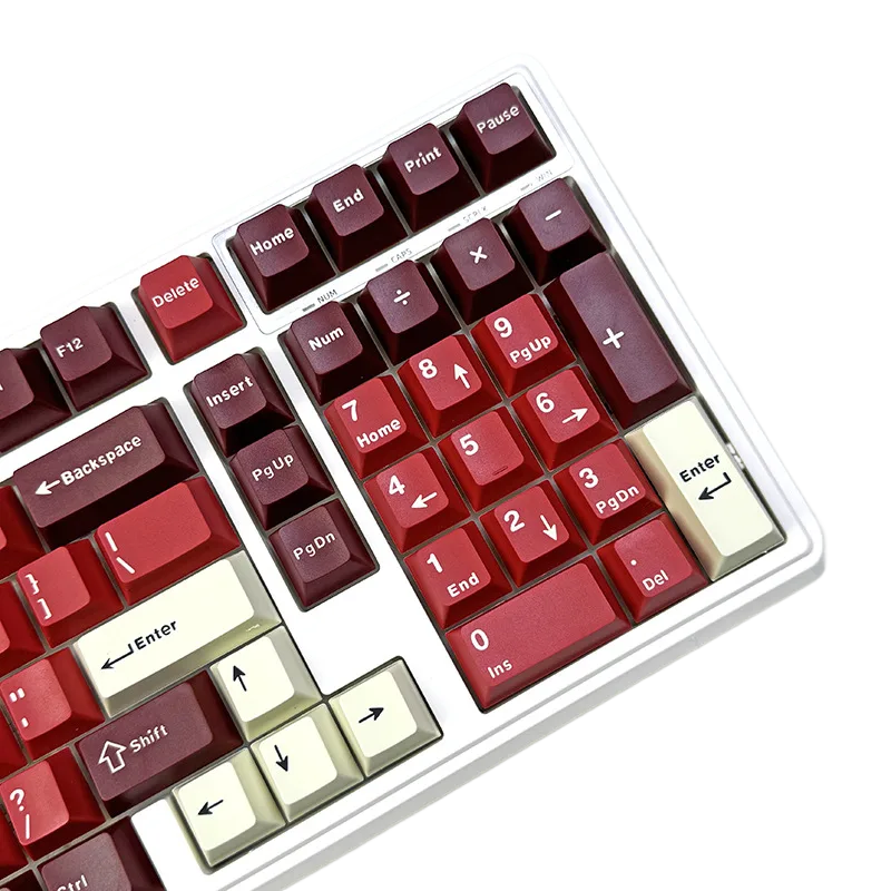 Deep Red Ham Theme PBT Keycaps, 126 Keys, Cherry Profile
