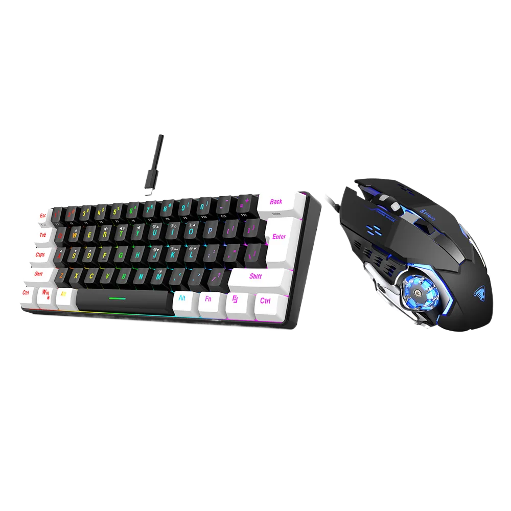 Wired 61-Key Mini RGB Gaming Keyboard, Mechanical Feel, Portable