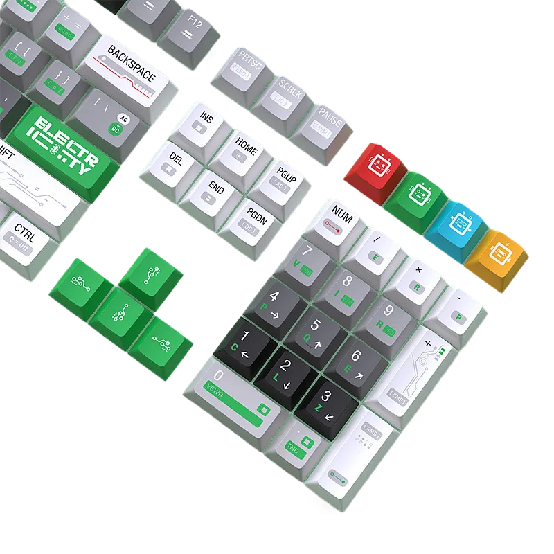 Electronic Circuit Keycaps 128 Keys PBT Dye-Sub OEM Profile