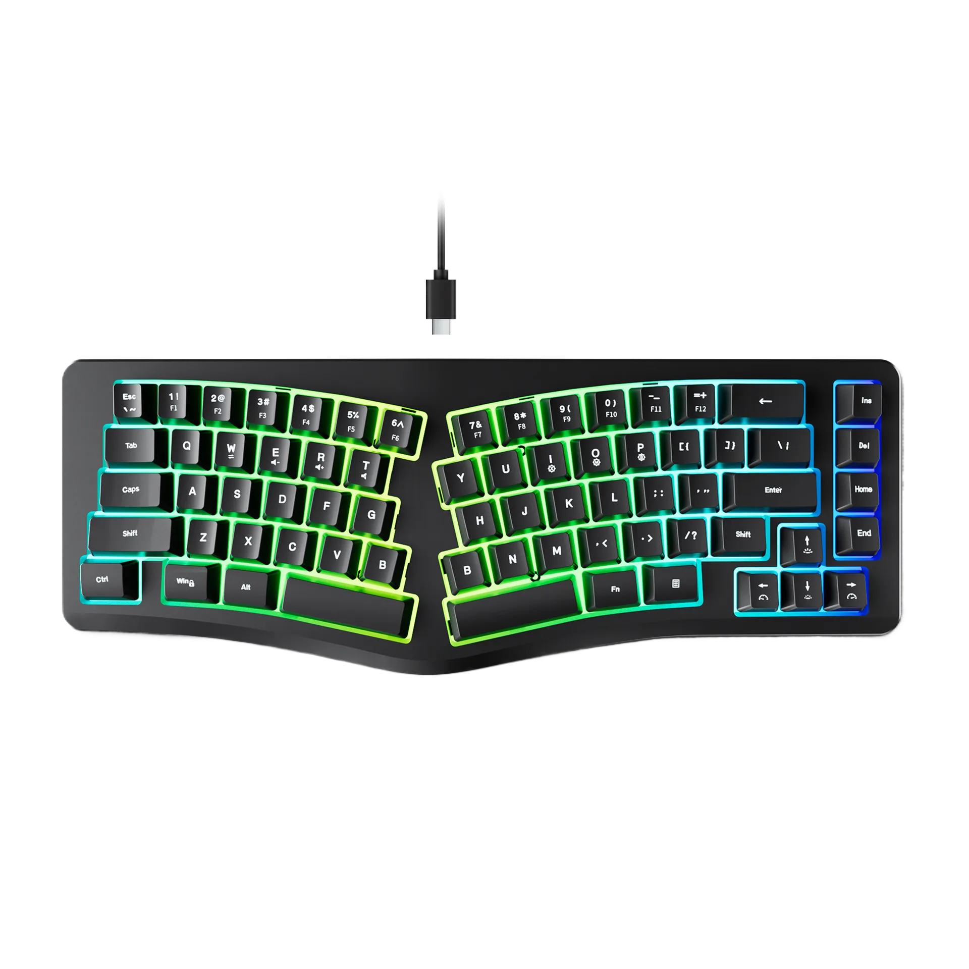 69-Key RGB Wired Split Keyboard, Compact Gaming Keyboard
