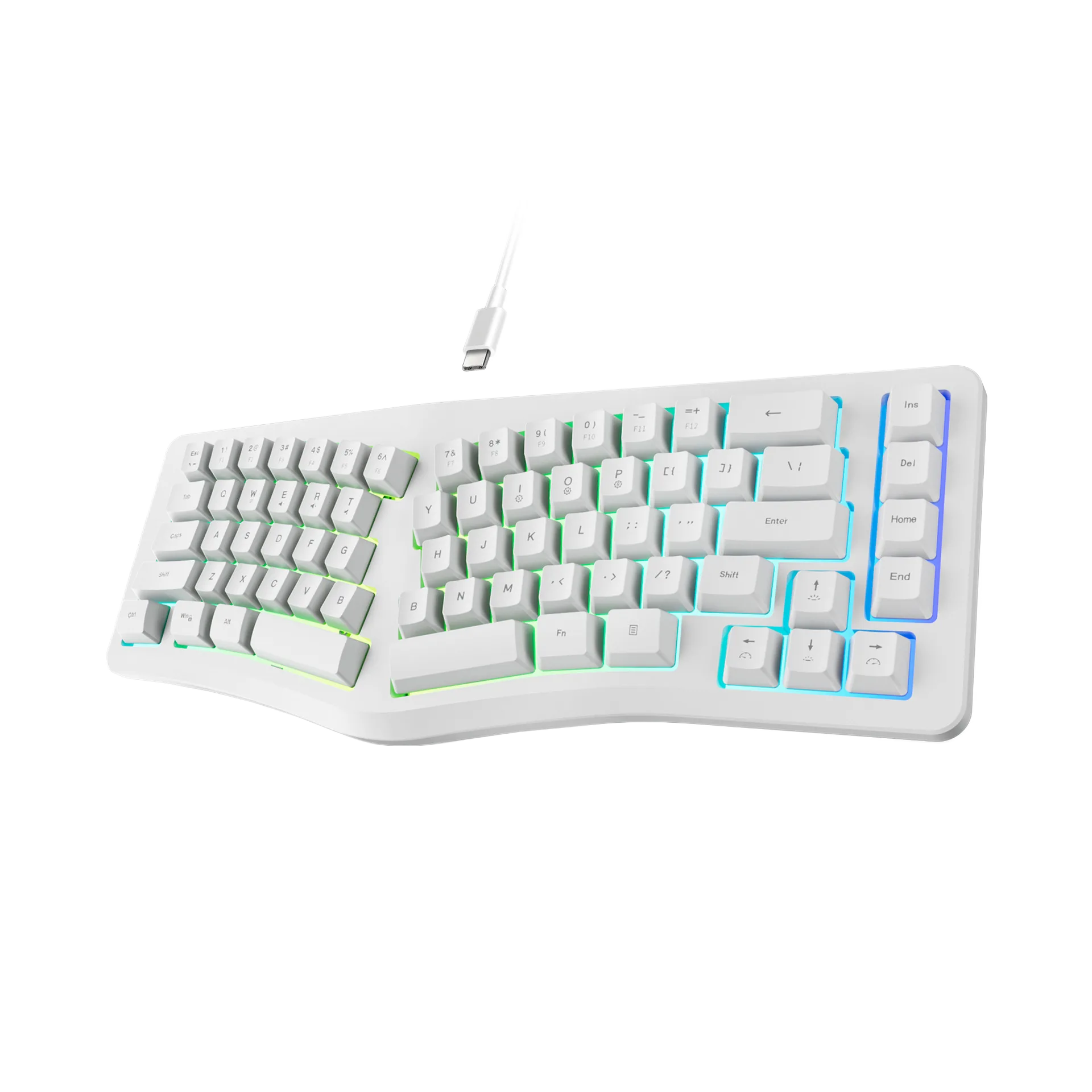 69-Key RGB Wired Split Keyboard, Compact Gaming Keyboard