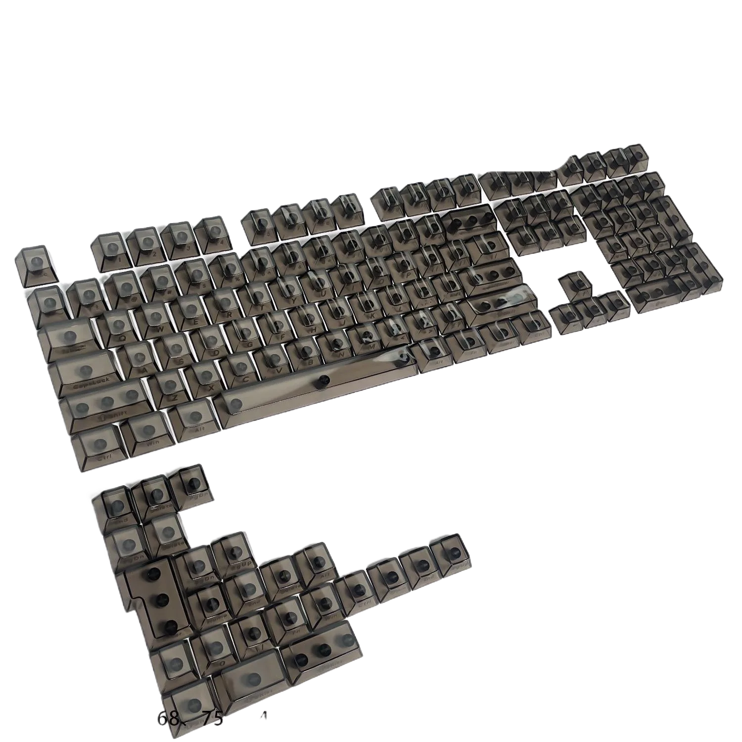 Crack Pattern 132 Keycap Set, Full Transparent DIY, PC Material