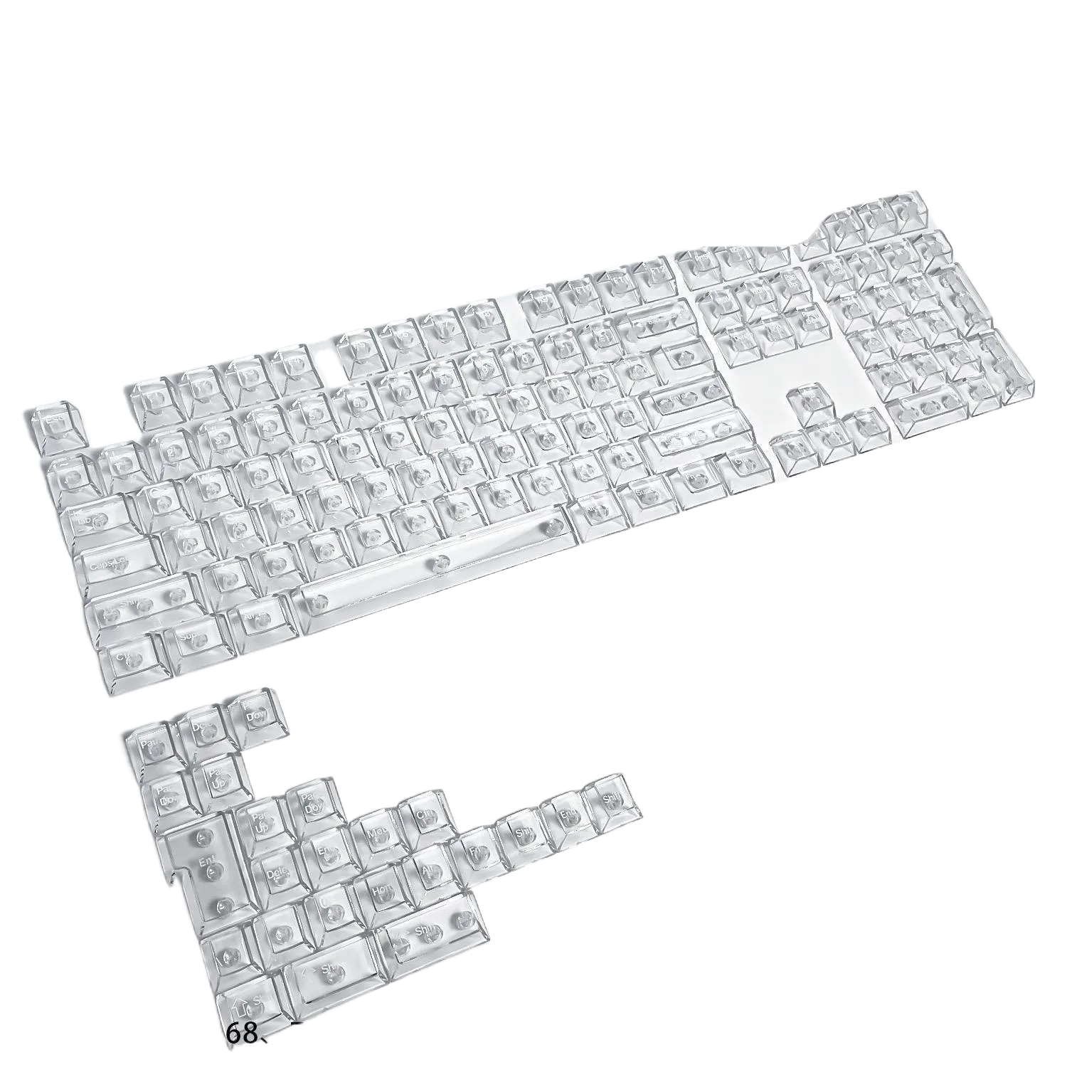 Crack Pattern 132 Keycap Set, Full Transparent DIY, PC Material