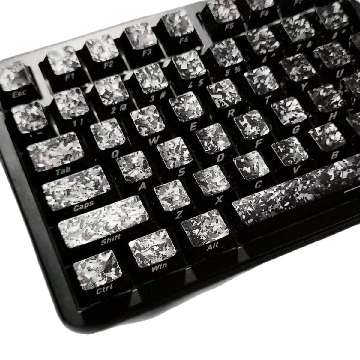 Carbon Fiber Side-Engraved Keycaps, 119 Keys