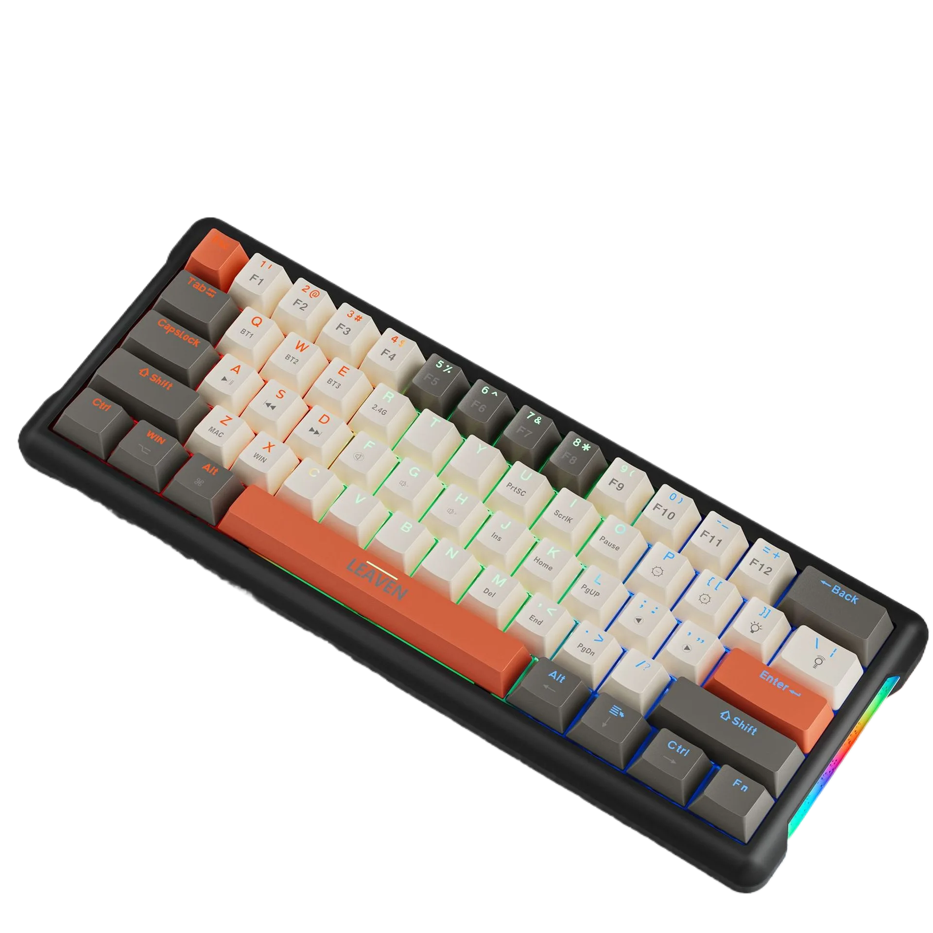 Tri-Mode Custom Mechanical Keyboard, Hot-Swappable, RGB Backlit, 87-Key
