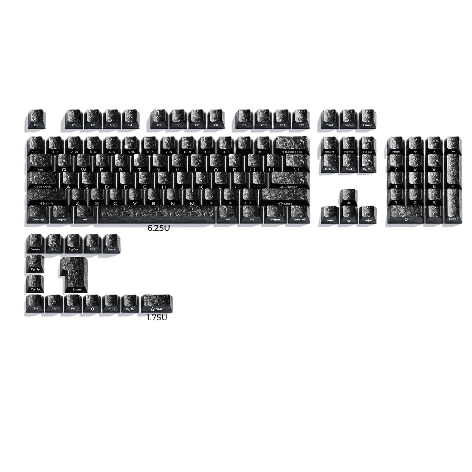 Group Buy Carbon Fiber Texture Side-Engraved Keycaps, 119 Keys, Customized Set