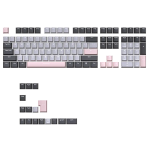 Rock Ash Pink Keycaps Mechanical Keyboard Tri-Color PBT 124 Keys