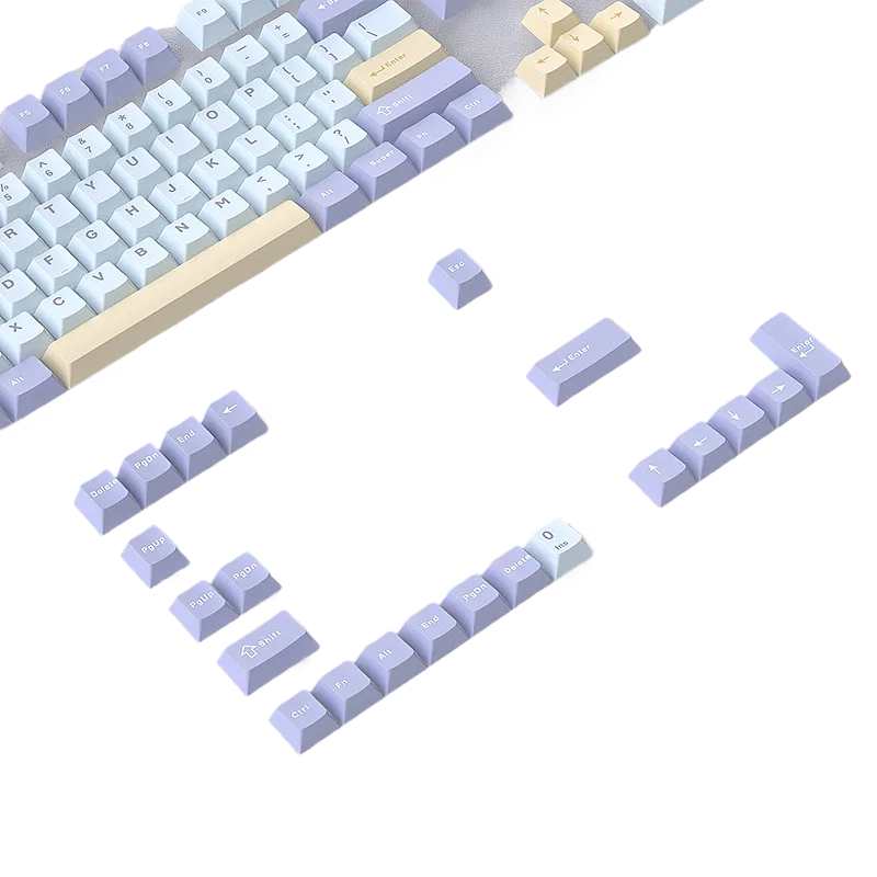 Light Blue Yellow Mechanical Keyboard Keycaps – Tri-Color PBT Doubleshot