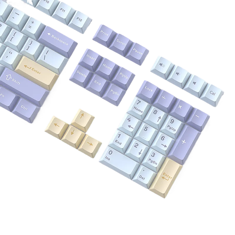 Light Blue Yellow Mechanical Keyboard Keycaps – Tri-Color PBT Doubleshot