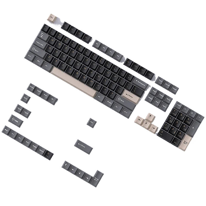 Black & Gray Tri-Color PBT Doubleshot Keycap Set – DIY Customization