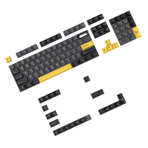 Gray Yellow Tri-Color PBT Keycaps Set, DIY Doubleshot
