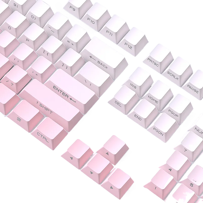 Pink Gradient Keycaps OEM Profile 140 Keys Side Printed PBT Doubleshot
