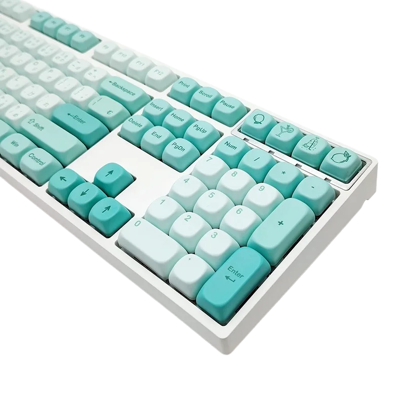 Mint Soda PBT Keycaps, Dye-Sub MOA Profile, 125 Keys
