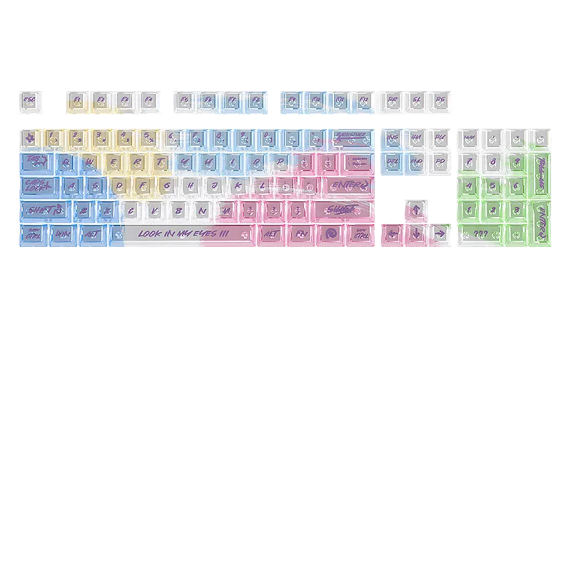 Rainbow Graffiti DIY Sublimation Keycaps Set, 125 Keys PC Transparent OEM Profile