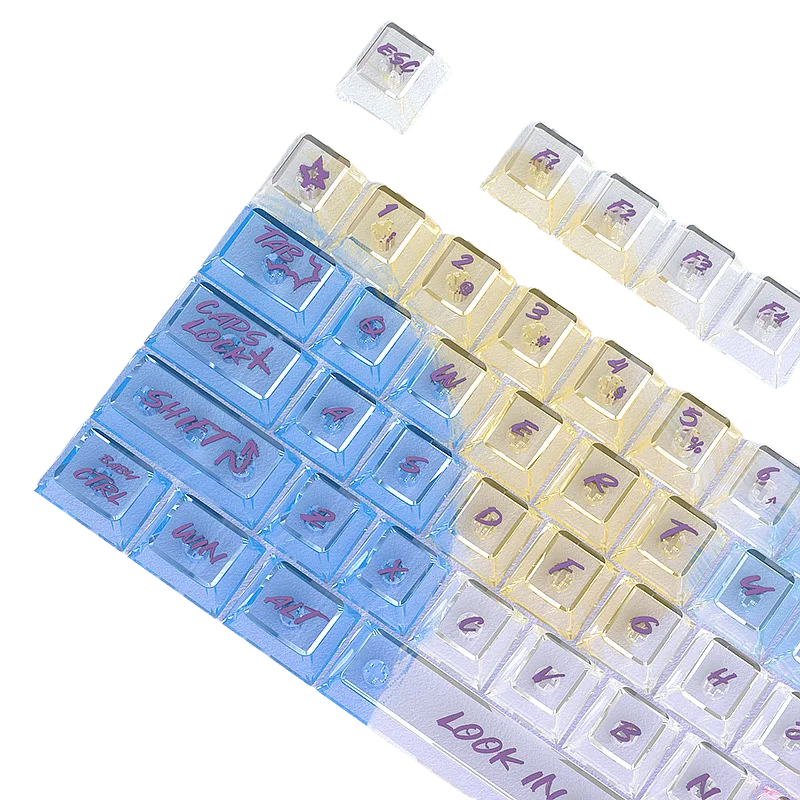 Rainbow Graffiti DIY Sublimation Keycaps Set, 125 Keys PC Transparent OEM Profile