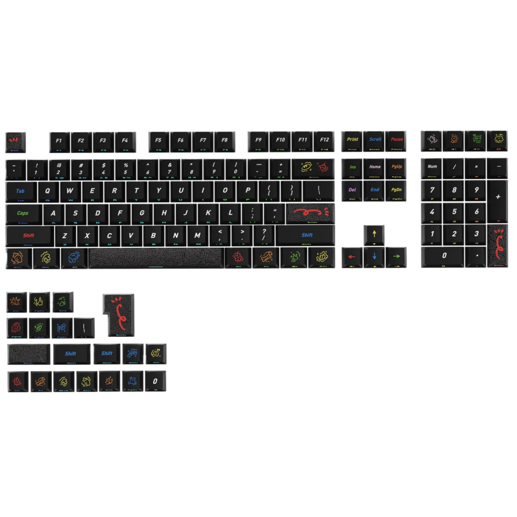 128 Keys Side Print Graffiti PBT Keycaps Set for custom mechanical keyboard keycap sourcing main product image