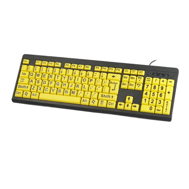 Wired Keyboard with Large Print Yellow Keys for Seniors for custom mechanical keyboard keycap sourcing main product image