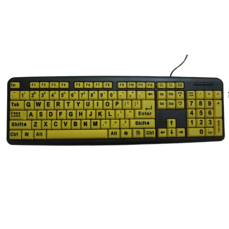 Large Print Keyboard - High Visibility Yellow Keyboard for OEM ODM keyboard wholesale supply main product image