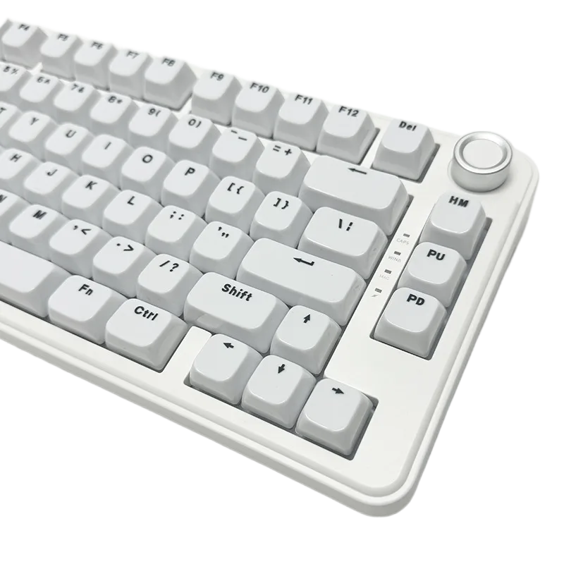 Minimalist White MDA Profile Keycaps – 115 Keys, Side Printed, Translucent PC