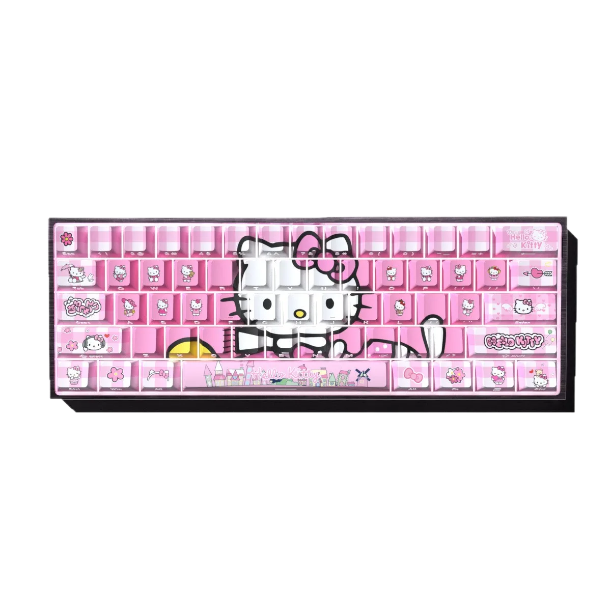 HelloKitty Pink 74-Key PBT Keycap Set, OEM Profile, Side-Printed for custom mechanical keyboard keycap sourcing main product image