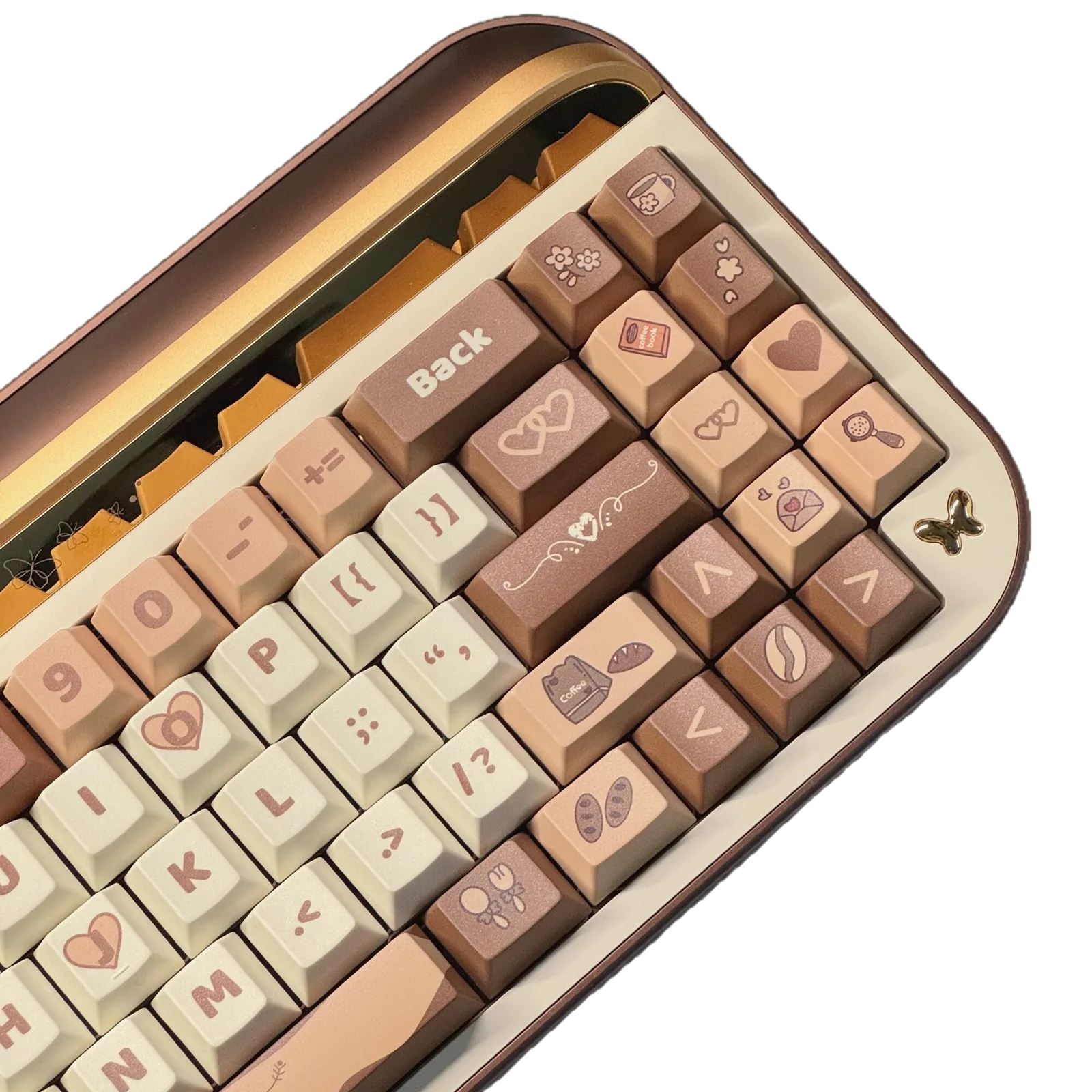 Caramel Macchiato Keycaps - OEM Profile Dye-Sub PBT Keycap Set for custom mechanical keyboard keycap sourcing product gallery image 2