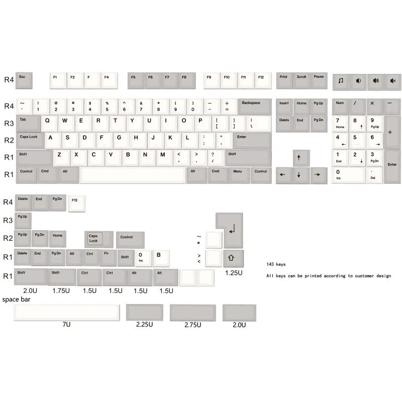 143-key PBT Plastic Keycaps for Mechanical Keyboards