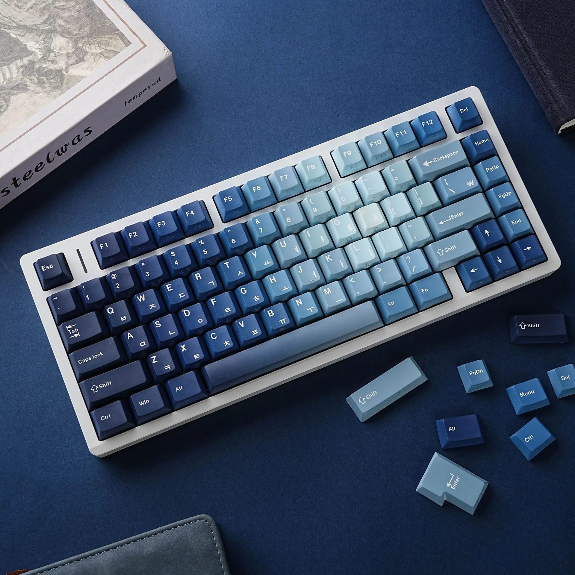 Ocean Heart Double-shot PBT Keycaps with Multilingual Legends