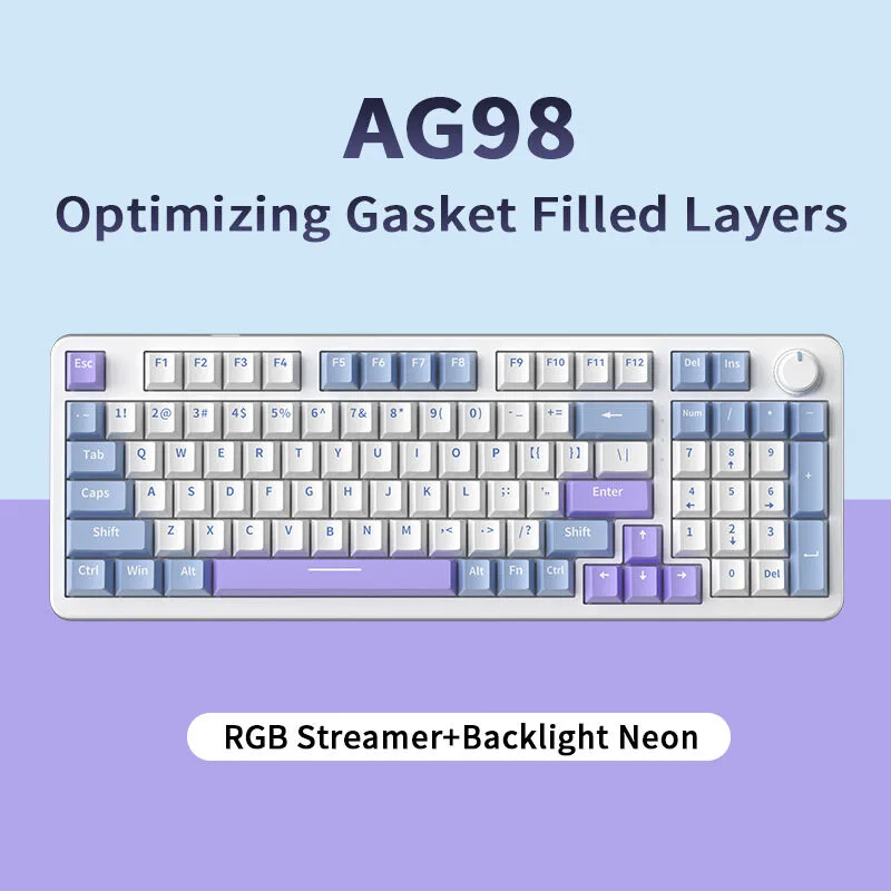 98 Gasket Mount RGB Mechanical Keyboard – Hot-Swappable 98 Keys