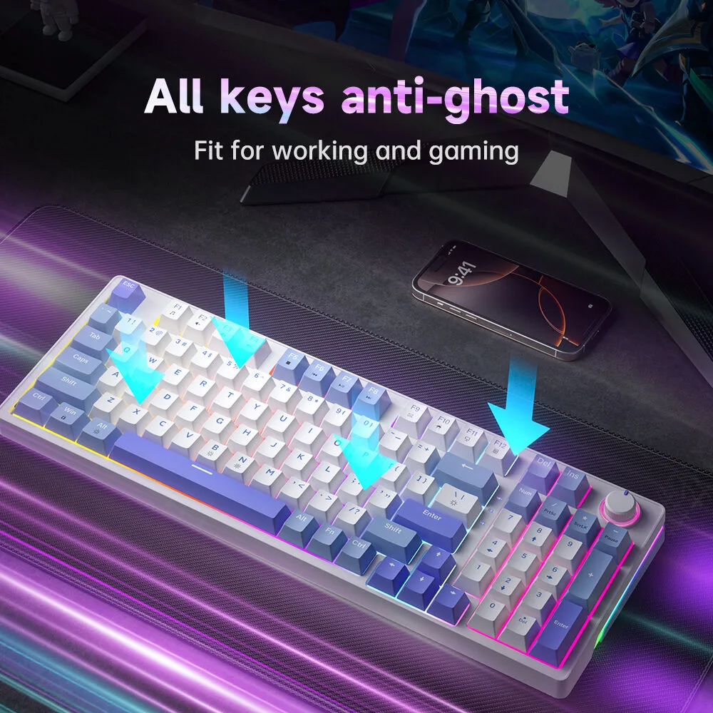 98 Gasket Mount RGB Mechanical Keyboard – Hot-Swappable 98 Keys