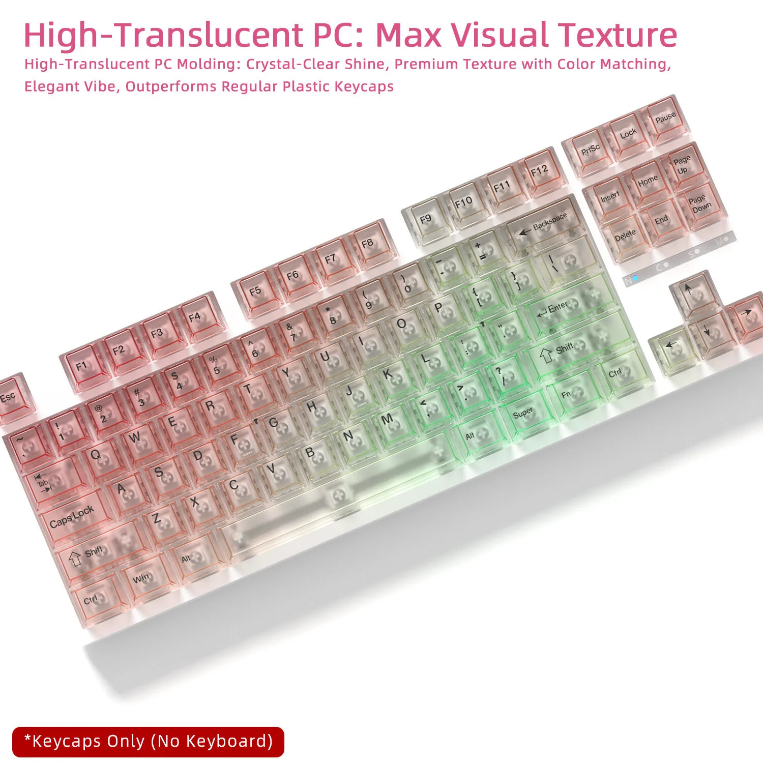 PC Gradient Mechanical Keyboard Keycaps – Frosted Top, Full Set