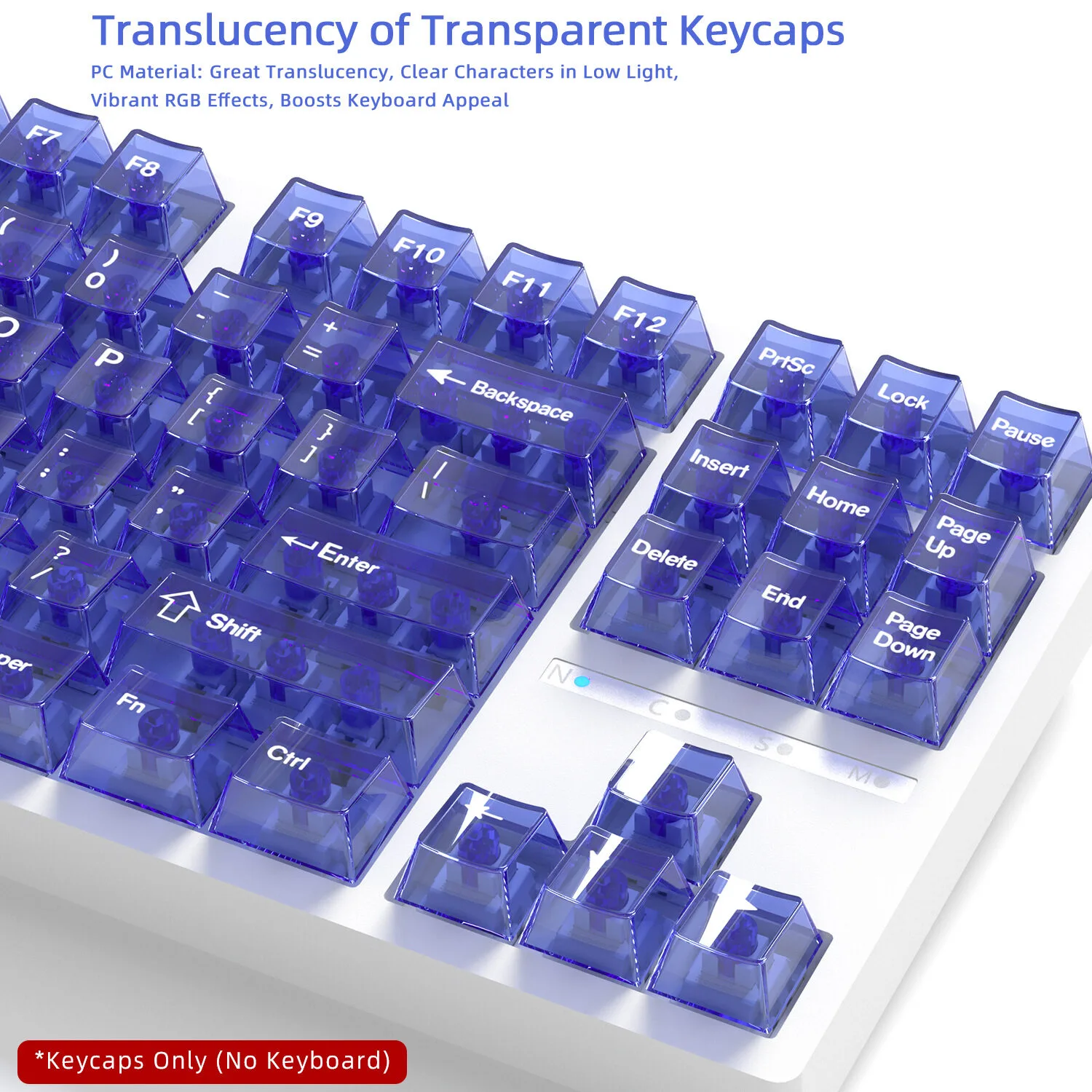 PC Mechanical Keyboard Keycaps – 132 Key Transparent Set for DIY