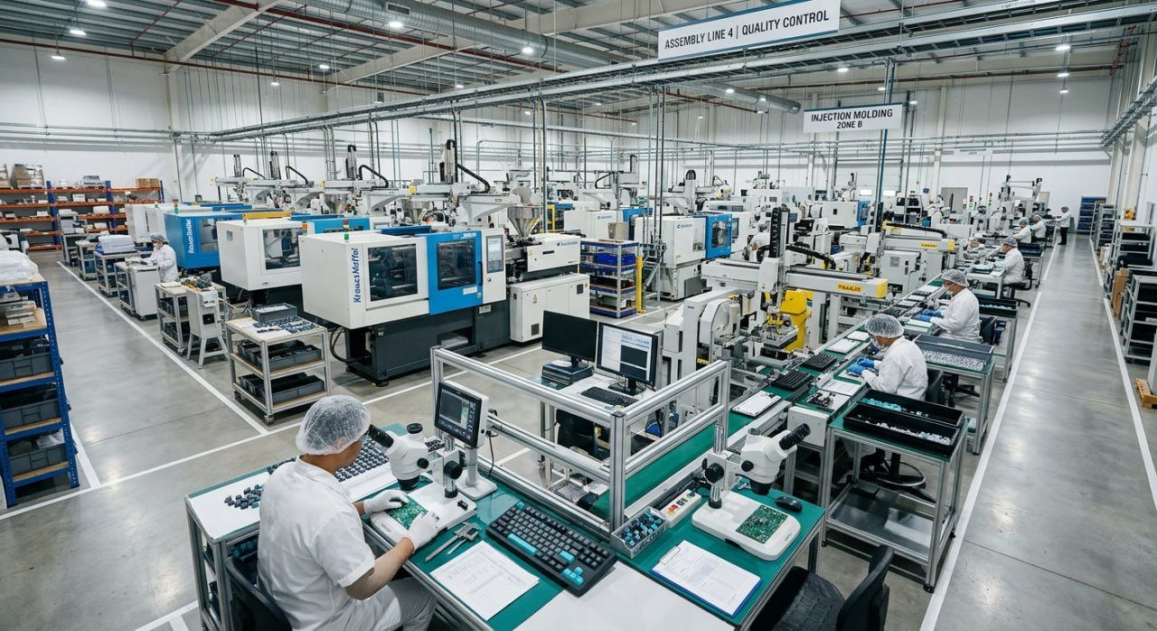 Keyboard and keycap factory quality control and assembly environment